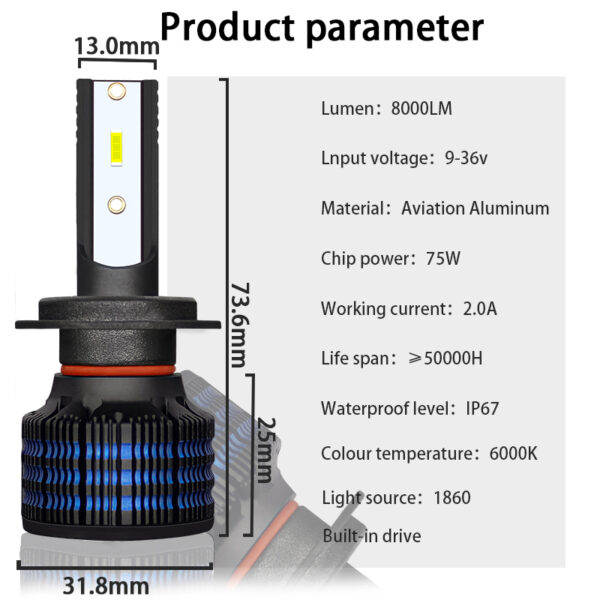 led headlight bulb K20 8